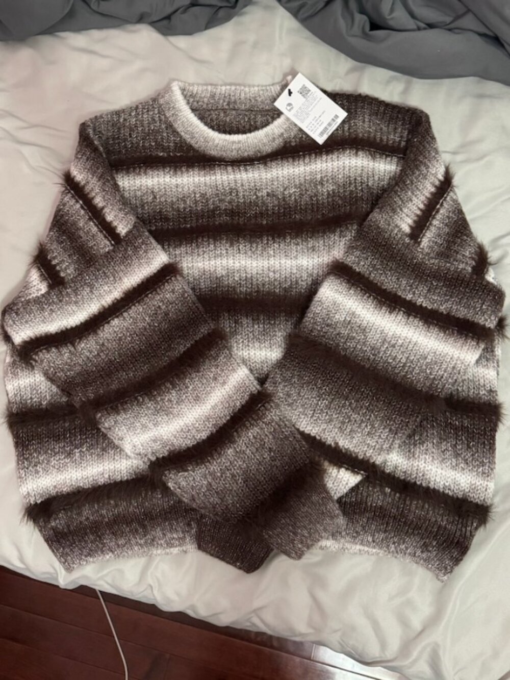 Brown Mohair Striped Sweater